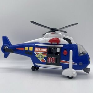 Dickie Toys Air Rescue Helicopter Blue #9 Sounds Lights Rotating Blades Winch